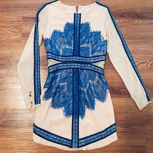 Blue Nude Lace Sheer Dress